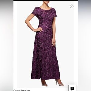 Alex Evenings Embellished A-line Gown in Eggplant